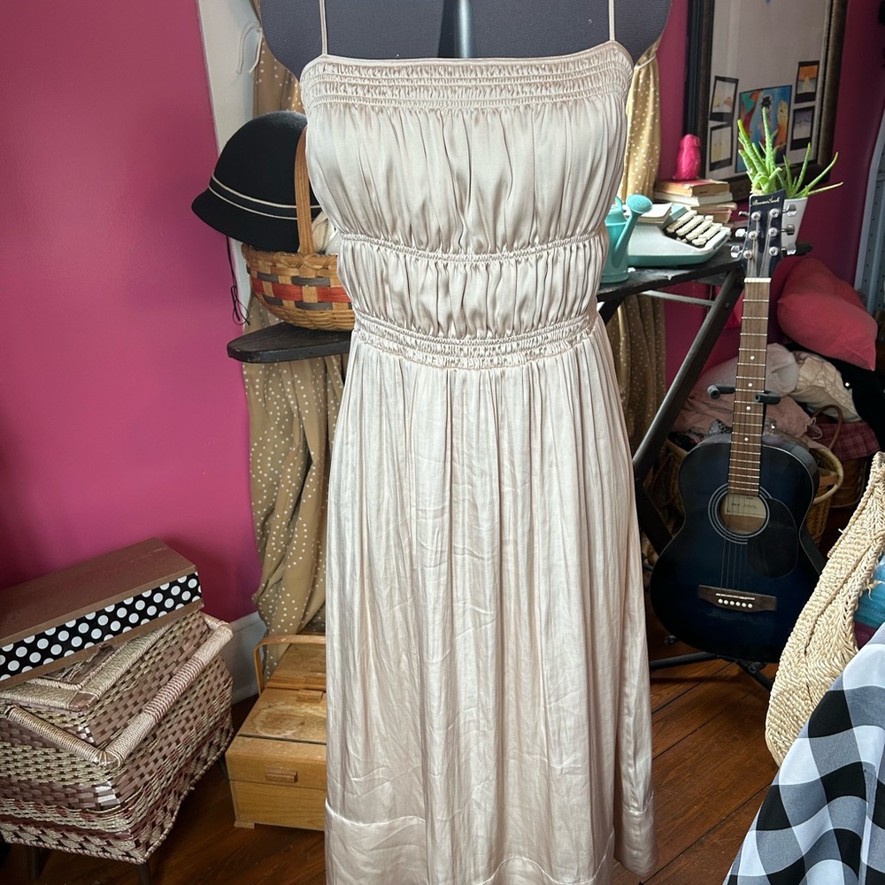 H&M Cream Smocked Maxi Dress with Adjustable Straps